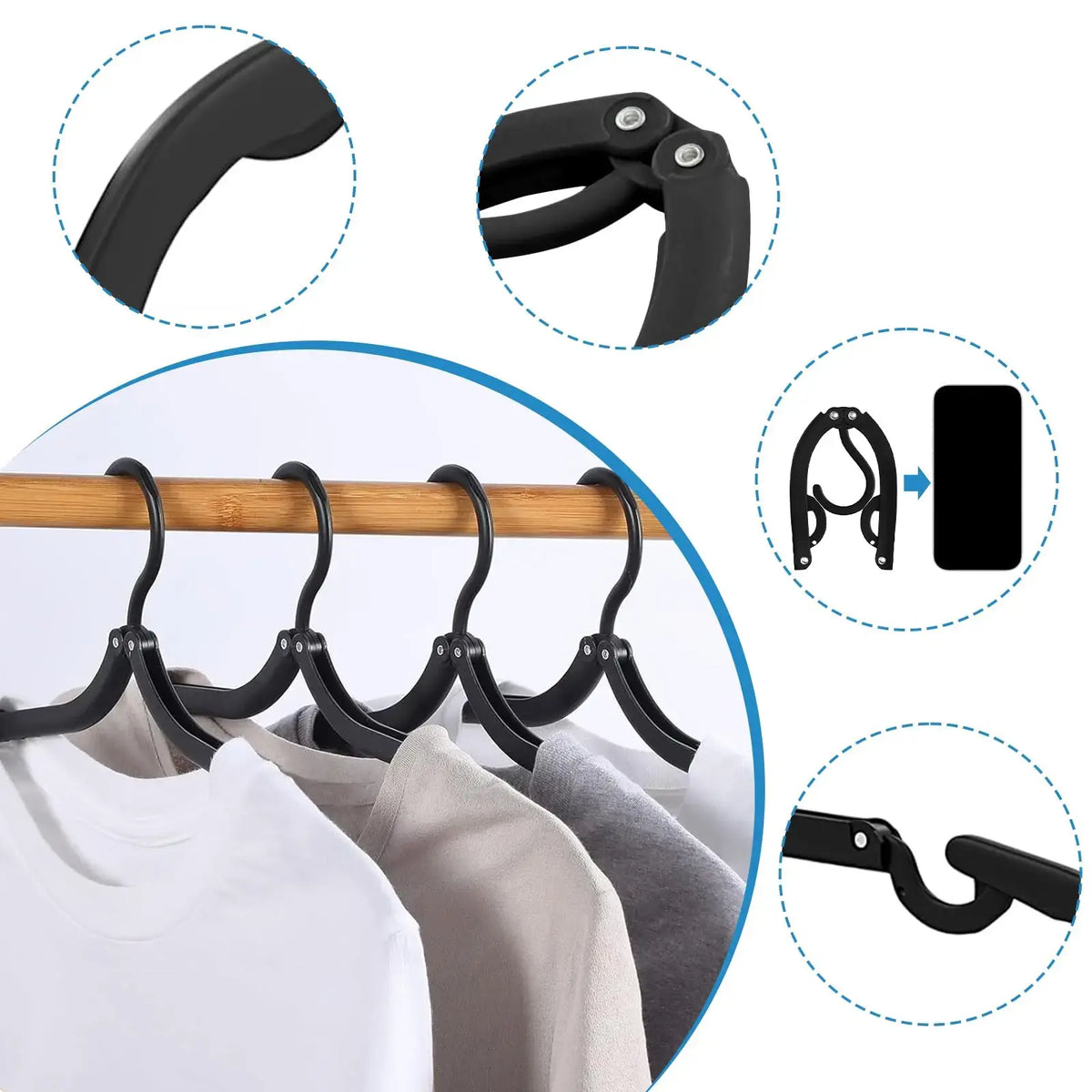 10Pcs/Set Portable Folding Hangers - Home Organiser Hanging Solution, Cruise Ship Essentials, Travel Accessories, Drying Hangers & Pegs, Folding Rack, Christmas Party Gift, Portable Hangers & Pegs