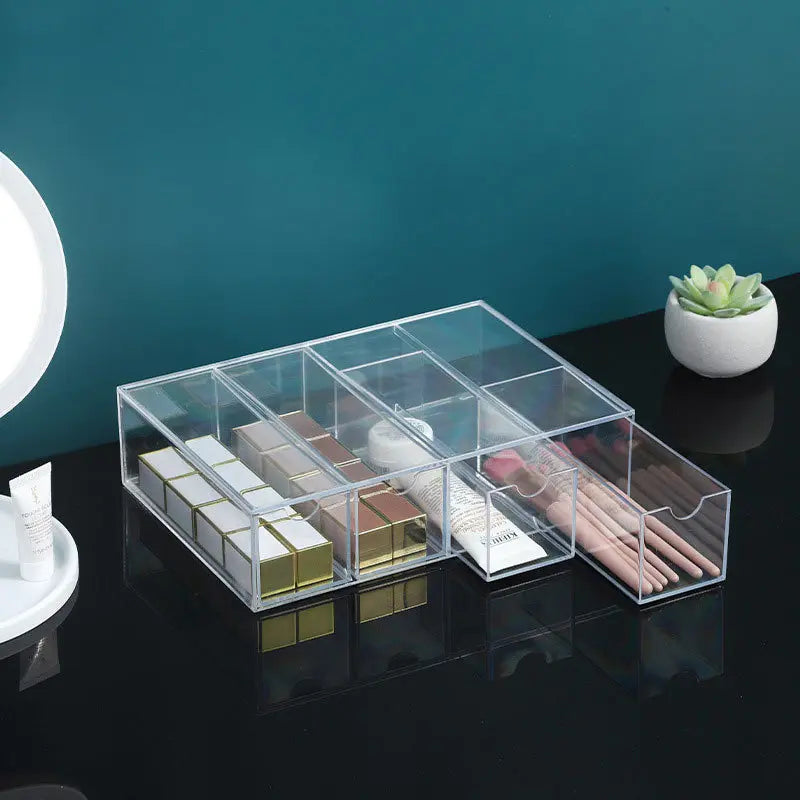 Clear Acrylic Sunglasses Storage Box, 1 Count 4 Layer Sunglasses Display Box, Sunglasses Organizer, Home Organizer for Living Room Bedroom, Multi Grids Organizer, Durable Storage Organizer