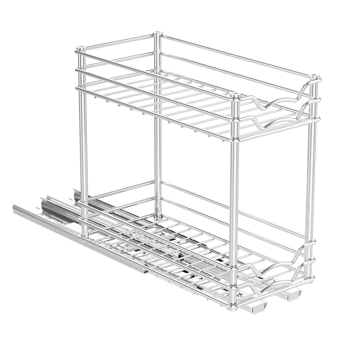 YECAYE 3-Pack 2-Tier Adjustable Storage Rack, Slide-Out Spice Bottle Holder for Large/Small Spaces, Under-Sink & Countertop Organizer for Tiny Kitchens, 3 Units Space-Saving Shelving for Baking & Bathroom Use