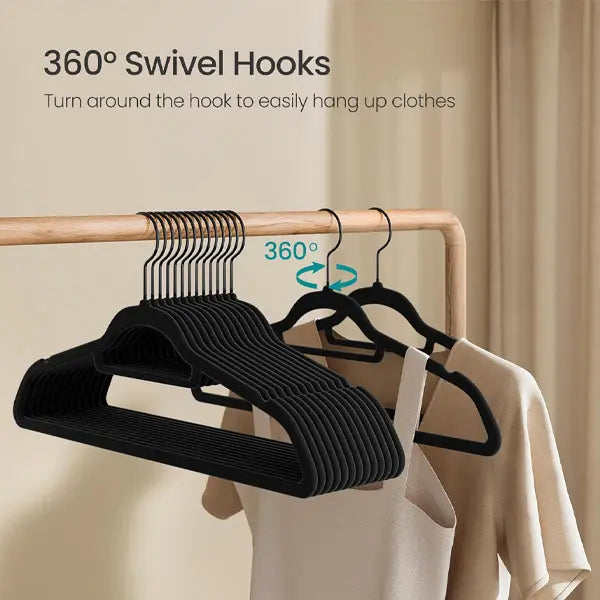 Velvet-Abs Plastic-Free 50-Pack Ultra Slender Metal Clothes Hangers Set - 17in, 17.5"l x 1/4"w x 9"h, Slip-Resistant, 360° Rotatable Silver Hook, 11lbs Heavy-Duty Home Organizer (in Box) for Women Apparel, Jumpers, Wardrobe, Back to School