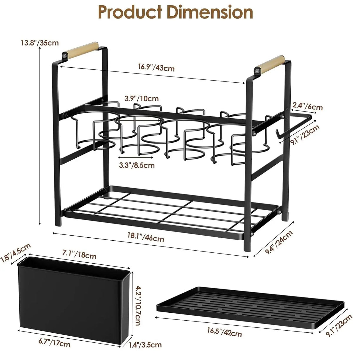 8-Slot Adjustable Smooth Expandable Silicone 2-in-1 Water Bottle Organizer Drying Rack - Kitchen Cabinet Beverage Storage Rack, Cup Organizer for 40 oz Tumblers with Handles (Patented, Removable Silicone Pad, Kitchen Accessories, Father's Day Gifts)