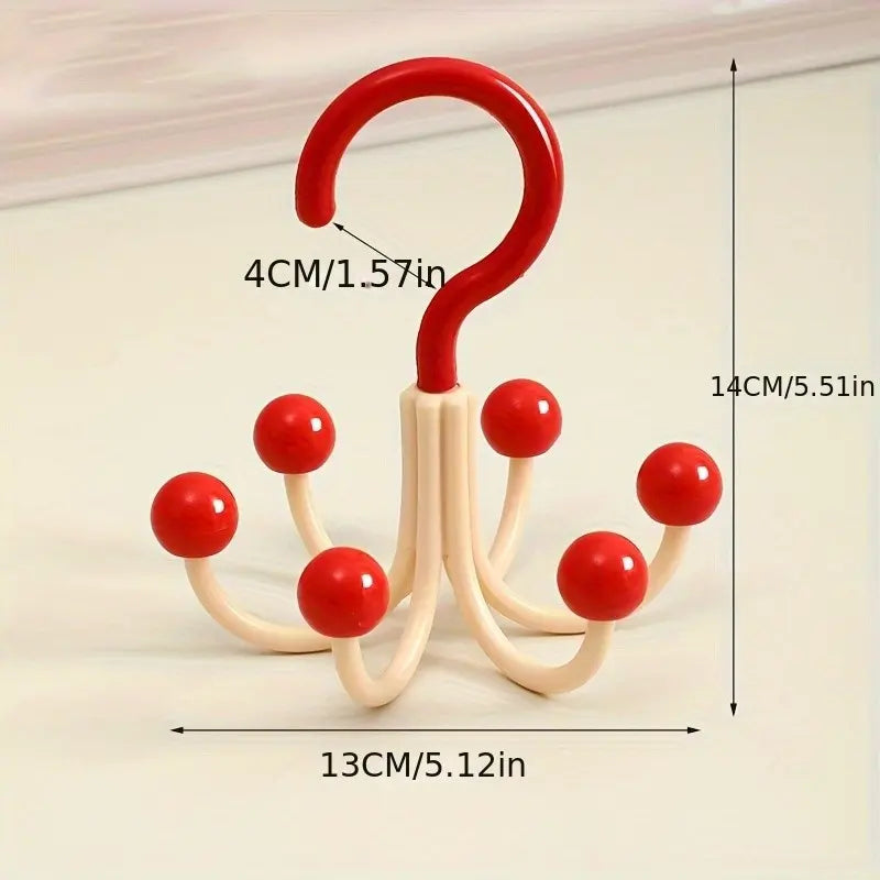 360° Rotating 6-Claw Closet Hook Organizer, Space-Saving Storage Rack for Hats, Bags, Scarves & Accessories, College Dorm Essential, Closet Organizers and Storage