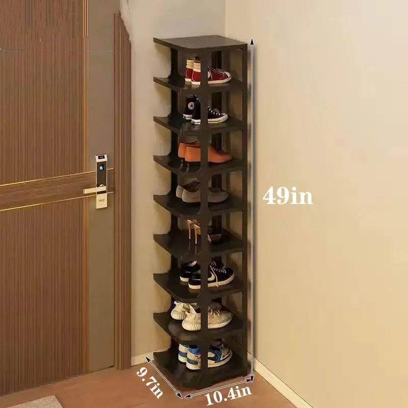 12-Pack X-Large Reinforced Frame Stackable Shoe Storage Boxes - Shoe Rack Substitute, Dust-Protective Closet Storage Solutions, Black Plastic Organizers for Entryway, Under Bed, Toys