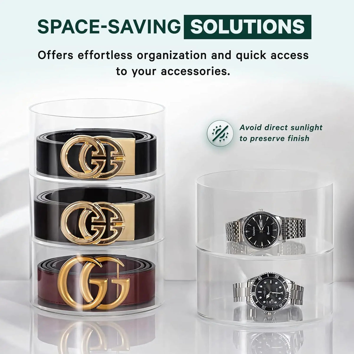 Homewinner Acrylic Display Organizer / Case / Storage Holder for Belt, Watches, Other Accessories Box Boxes Fitting