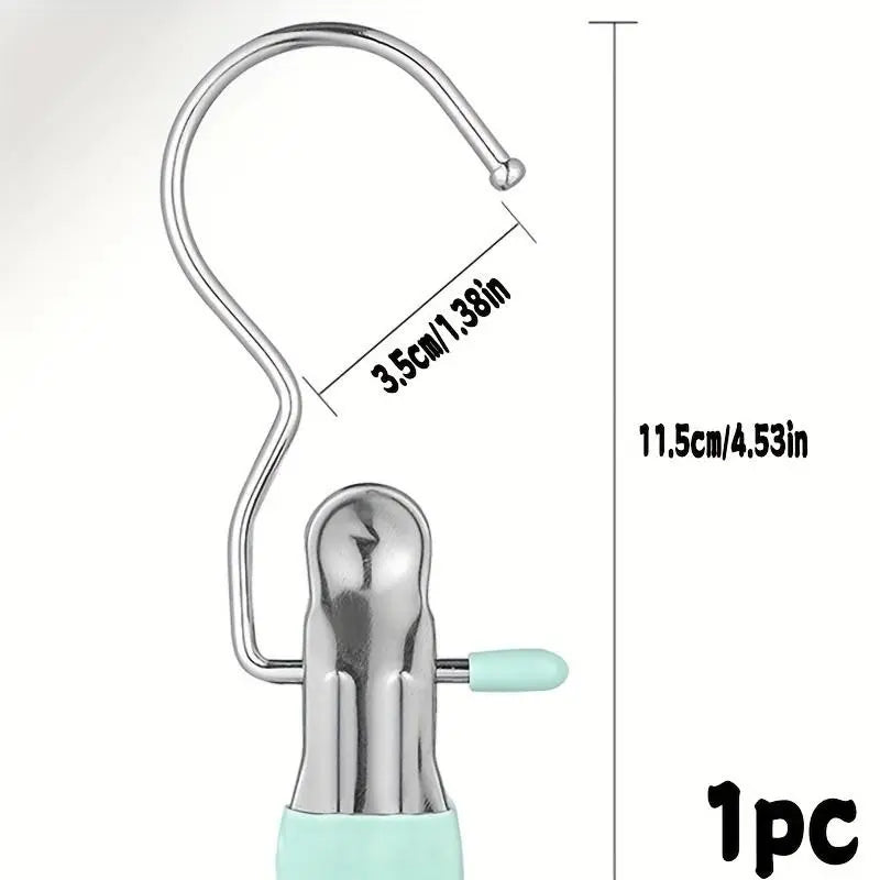 Multi-Functional Metal Clothes Clips with Hooks, Portable 360° Rotating Closet Organizer, Home Storage Clips for Laundry and Apparel, Clip Hangers for Pants
