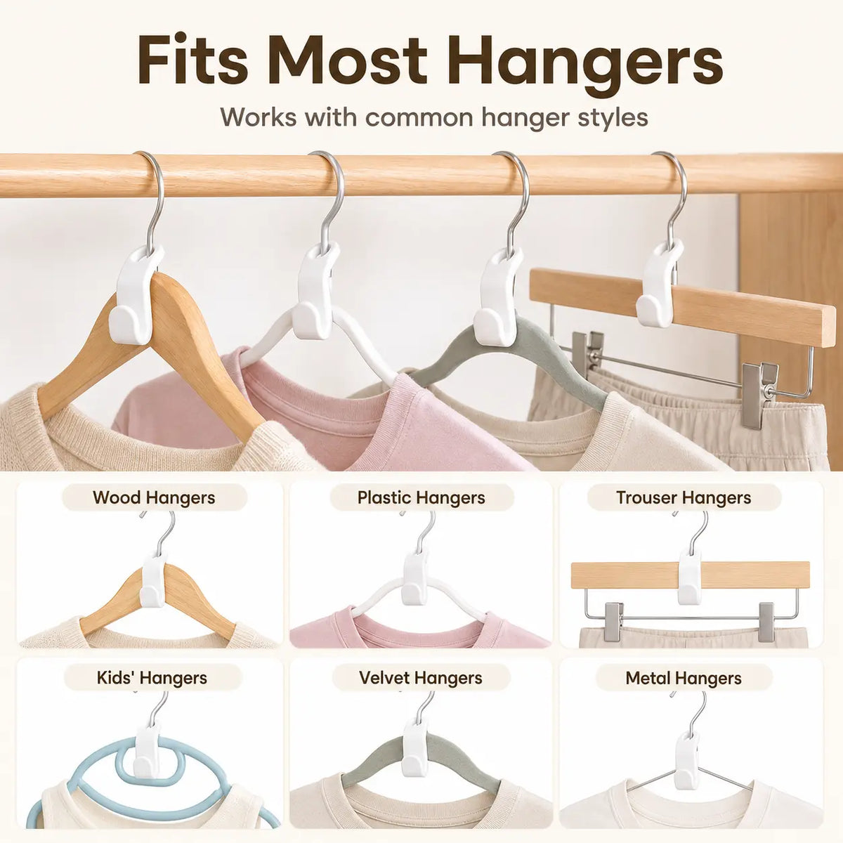 Hanger Connector Hooks, Closet Space Saver, Vertical Clothes Hanger Organizer for Wardrobe Storage, Multi-Layer Hanging Hook for Closet Organization