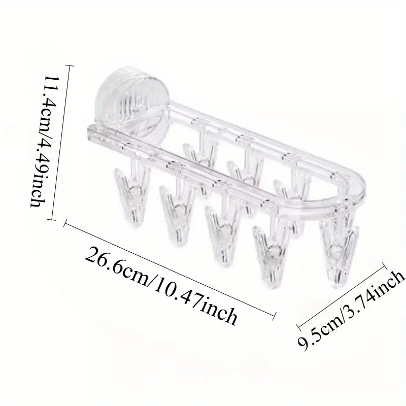 Bathroom Suction Cup Drying Rack, Folding Socks Drying Rack, Household Clothes Rack Multi-Clip Drying Socks Artifact Balcony Glass Socks Clip