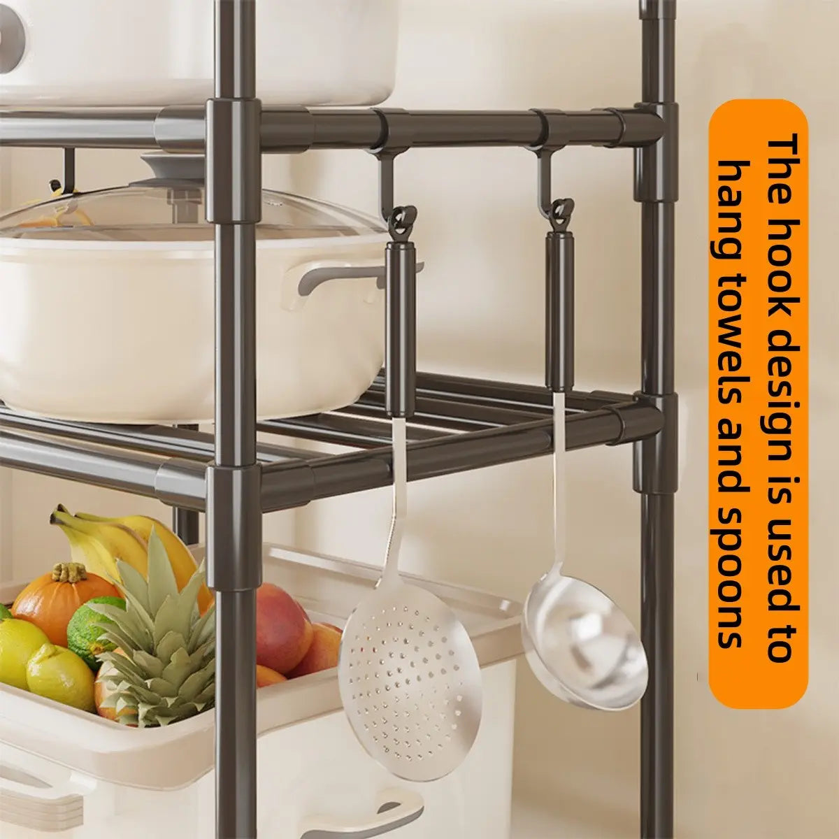 Kitchen Storage Rack, Adjustable Metal Rack, Adjustable Organiser, 3-6 Tier Metal Shelf with Wheeled Mobility, Multi-Purpose Versatile Use Organizer for Oven Pots, Options, Home Bathroom Storage, Layered Shelf Organizer, Multifunctional Storage Shelf