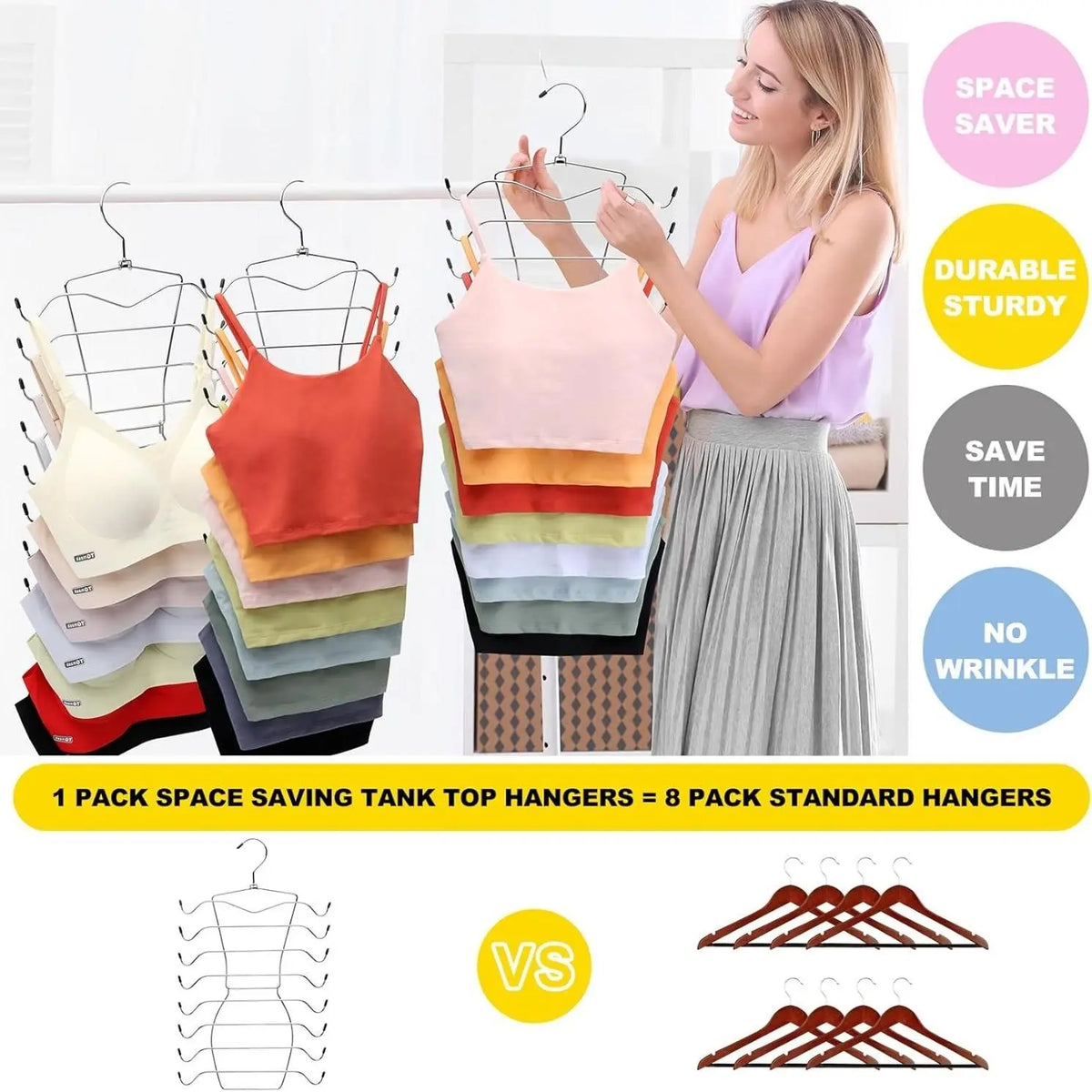 Multifunctional 8-Layer Rotating Stainless Steel Hanger, Non-Slip Foldable Bra Storage Holder, Space-Saving Wardrobe Organizer, Rotatable Clothes Hanger, Space Saver Hangers