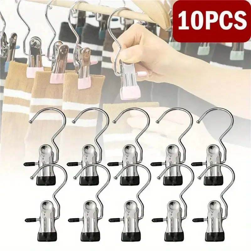 These 10/15-piece Metal Clip Hanger Pack, Pants Hangers with Clips, Boot Hangers Clips, MUST-HAVE Anti-Slip, Windproof, Great for Pants, Boots & Hats, HomeDecor, ClothesStorage, Stainless Steel Hanger
