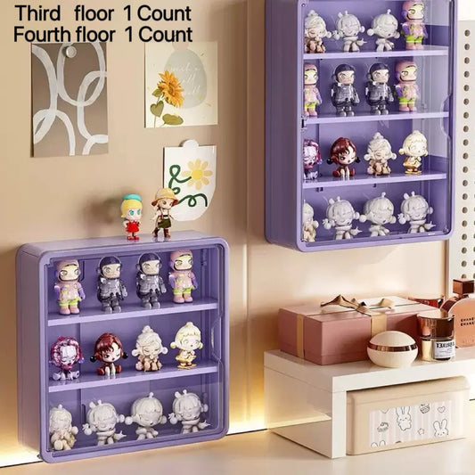 Large Wall-Mounted Display Shelf, 4-Tier Acrylic Storage Box, Space-Saving Action Figure Holder, Ideal Gift for Collectors & Fans