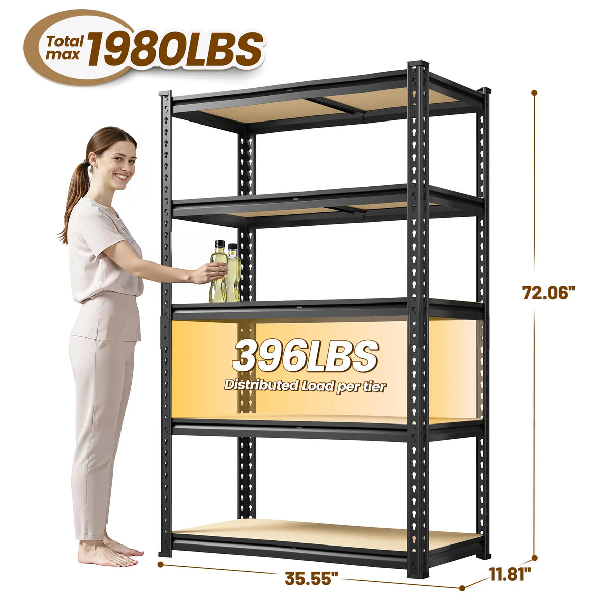Raybee Furniture 72" H Garage Shelving,Heavy Duty 2000 LBS Storage Shelves,Adjustable 5 Tier Metal Shelf Utility Rack for Garage Basement Pantry Kitchen Organiser #TikTokShopStockUp #SummerVibes