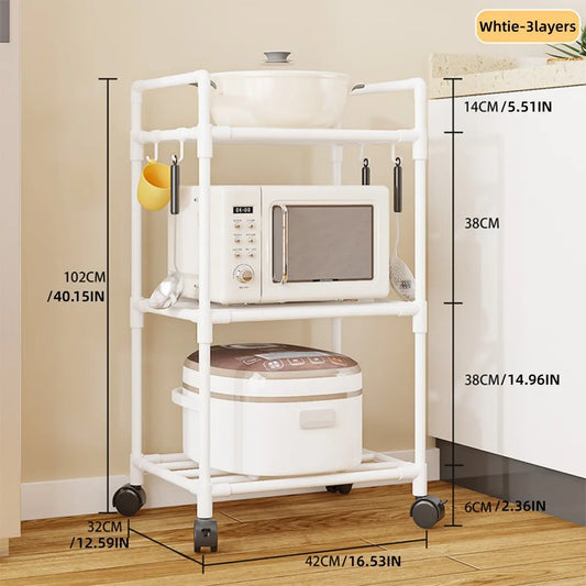 Kitchen Storage Rack, Adjustable Metal Rack, Adjustable Organiser, 3-6 Tier Metal Shelf with Wheeled Mobility, Multi-Purpose Versatile Use Organizer for Oven Pots, Options, Home Bathroom Storage, Layered Shelf Organizer, Multifunctional Storage Shelf