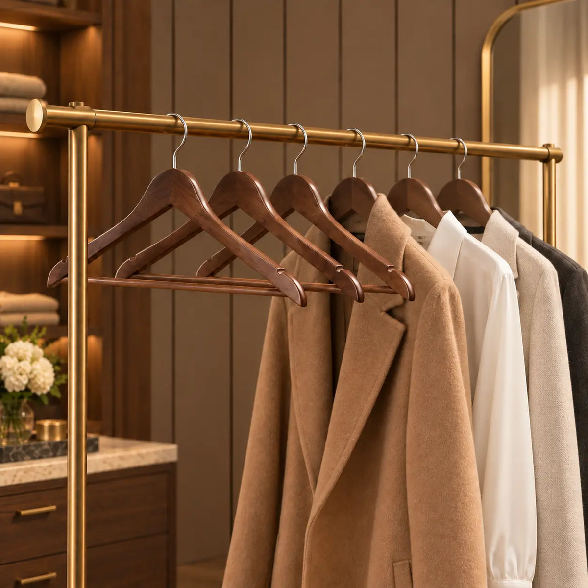 BePatio 17.32" Soild Wooden Coat Hangers,10~30 Pack Clothes Hangers ,Natural Wood Suit Hangers with Non Slip Pant Bar & 360 Degree Rotatable Hook ,Clothes Hangers for Shirts, Jackets, Dress, Pant, Perfect for your closet.
