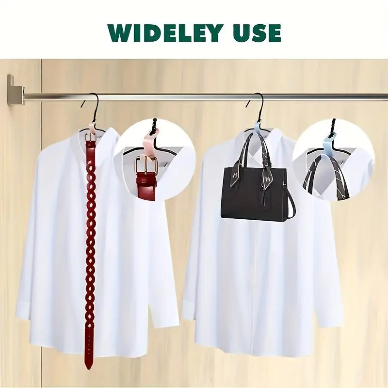 50 Pack Foldable Plastic Clothes Hangers with Hooks, Wall-Mounted Closet Space Saver, Various Colors for Casual Storage Style, Space Saving Hanger, Folding Hangers, Plastic Coat Hangers