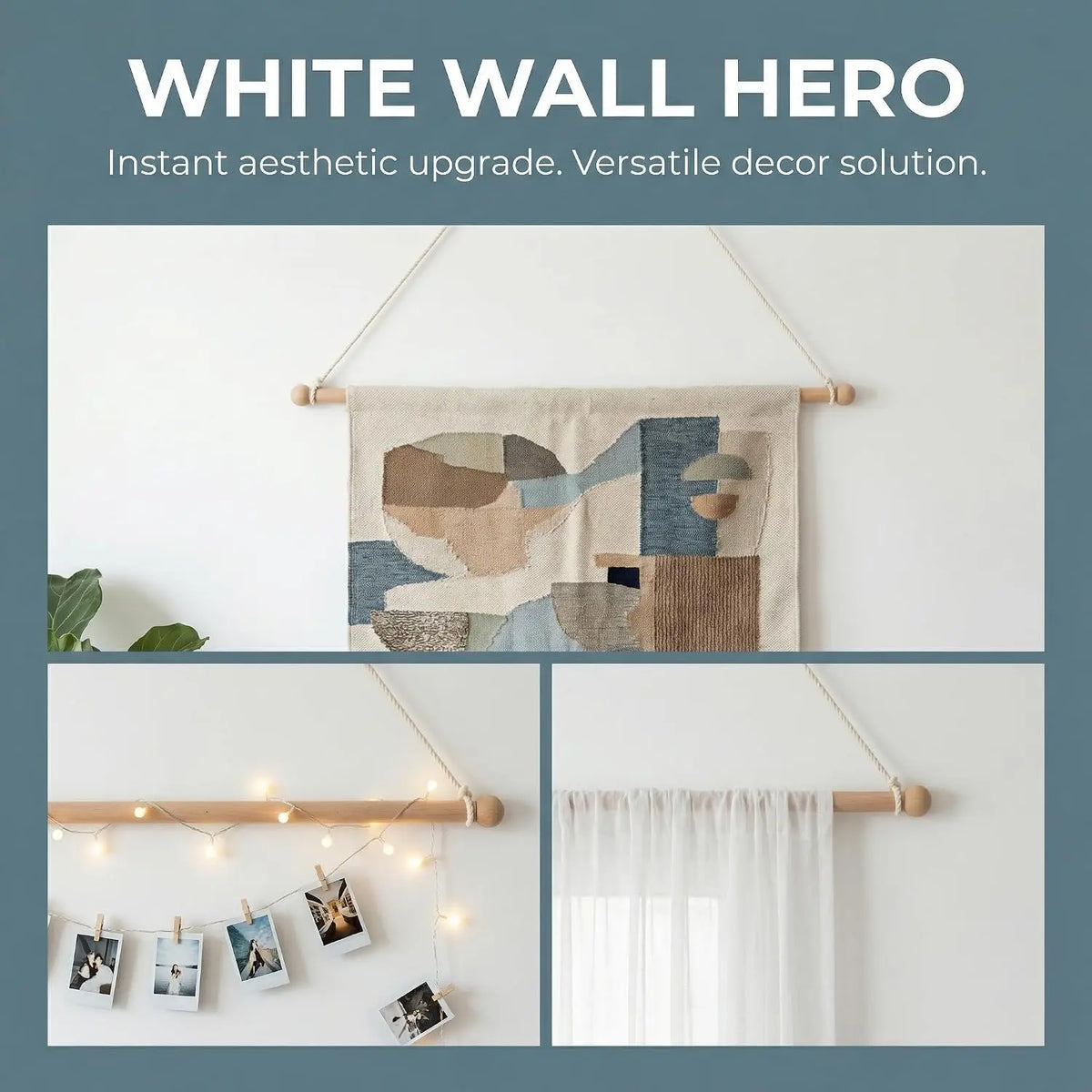 holoith 2 Pack Wooden Tapestry Hangers Tapestry Hanging Rod Adjustable Wood Rug Hanger 16-32 Inch Wall Hanging Tapestries Rods Rug Hangers for Walls