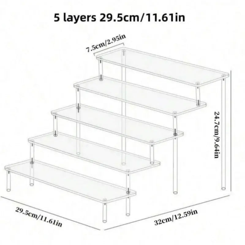 Acrylic Storage Rack, 1 Count Multi Layer Clear Display Stand for Handmade Cakes, Anime Models and Cosmetics, Assembly Display Rack for Office, Dormitory, Dining Room and Living Room Decor, Collectibles Shelf Rack