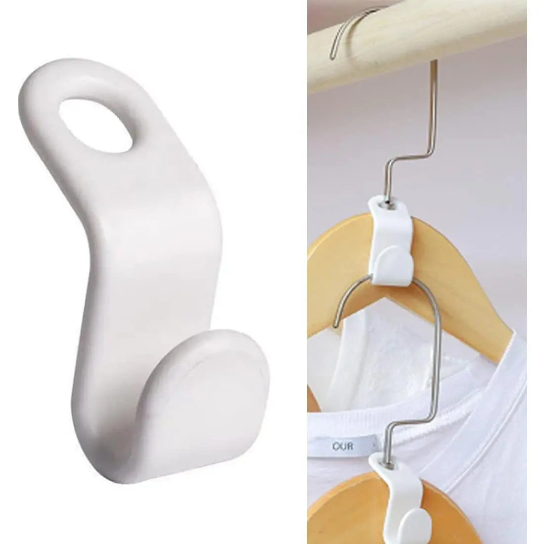 50PCS Hanger Hooks Organiser, Bulk Pack Compact Hanging Clothes Storage Solution for Plastic Clips, Closet Space Saver