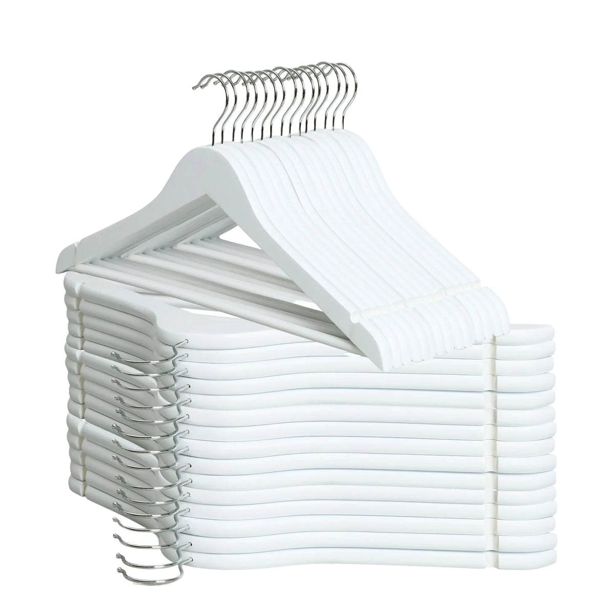 BePatio 17.32" Soild Wooden Coat Hangers,10~30 Pack Clothes Hangers ,Natural Wood Suit Hangers with Non Slip Pant Bar & 360 Degree Rotatable Hook ,Clothes Hangers for Shirts, Jackets, Dress, Pant, Perfect for your closet.