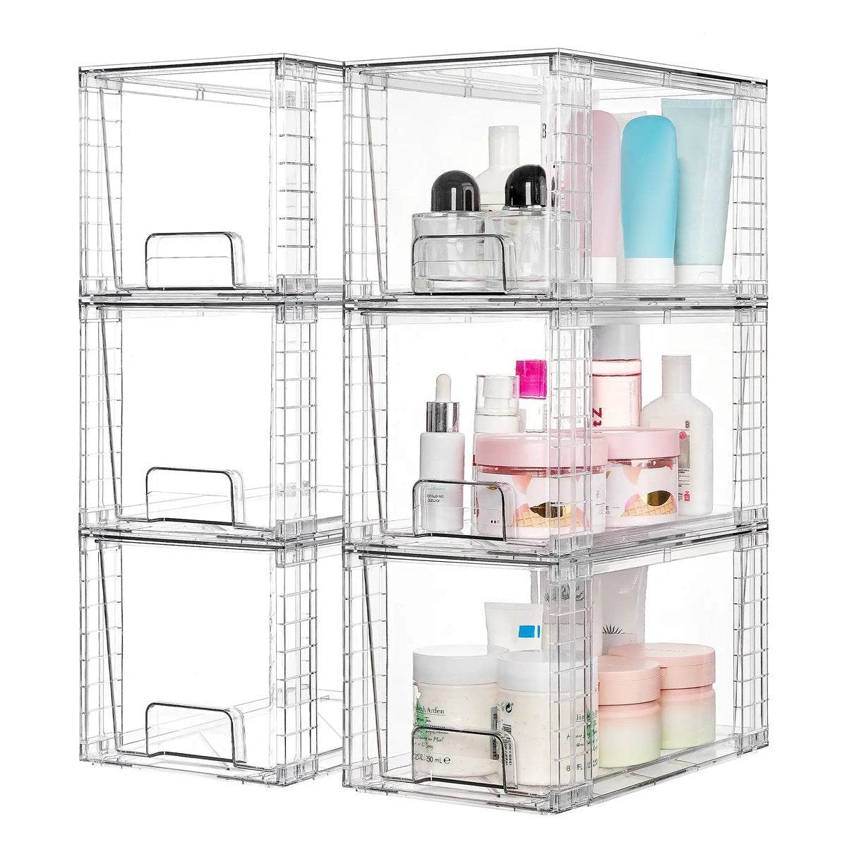 【Restock】Vtopmart 2-8 Pack 12in Stackable Undersink Storage Drawers - Easy-Assemble Plastic Box Organizer, Home Goods Storage Organization Solution for Bathroom Vanity Makeup Cosmetic Organizer Needs