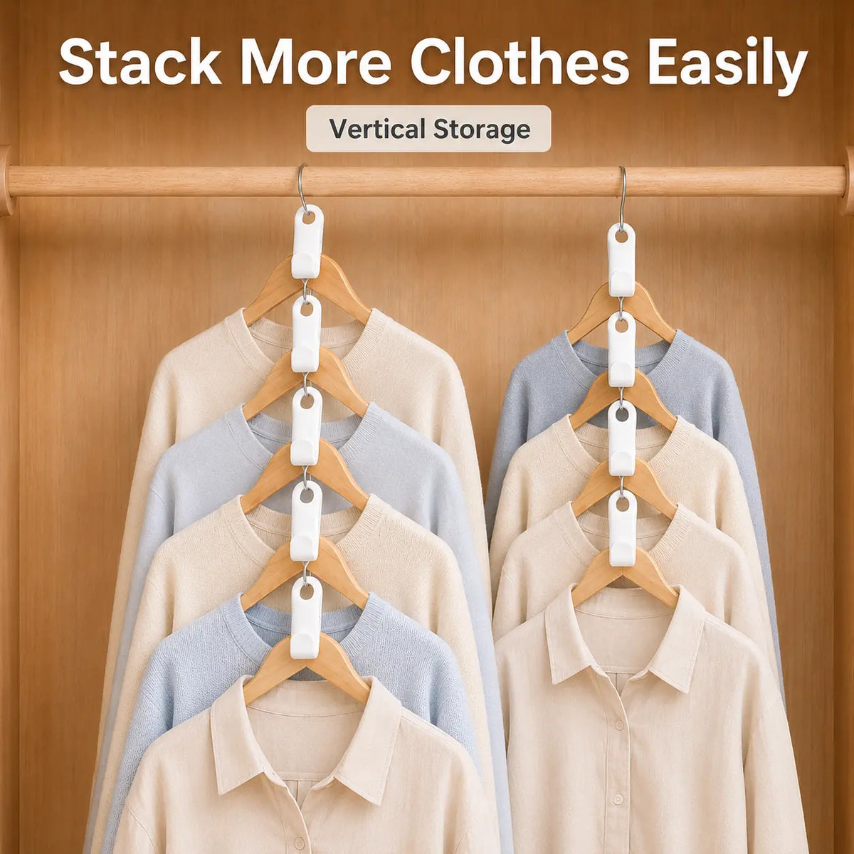 Hanger Connector Hooks, Closet Space Saver, Vertical Clothes Hanger Organizer for Wardrobe Storage, Multi-Layer Hanging Hook for Closet Organization