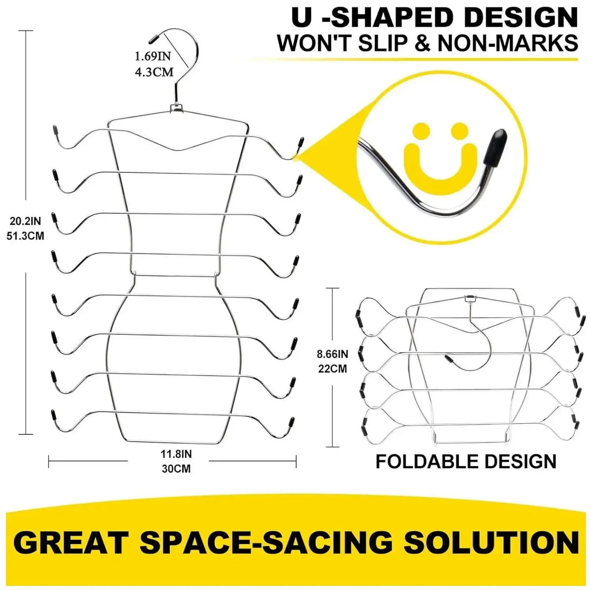 Multifunctional 8-Layer Rotating Stainless Steel Hanger, Non-Slip Foldable Bra Storage Holder, Space-Saving Wardrobe Organizer, Rotatable Clothes Hanger, Space Saver Hangers