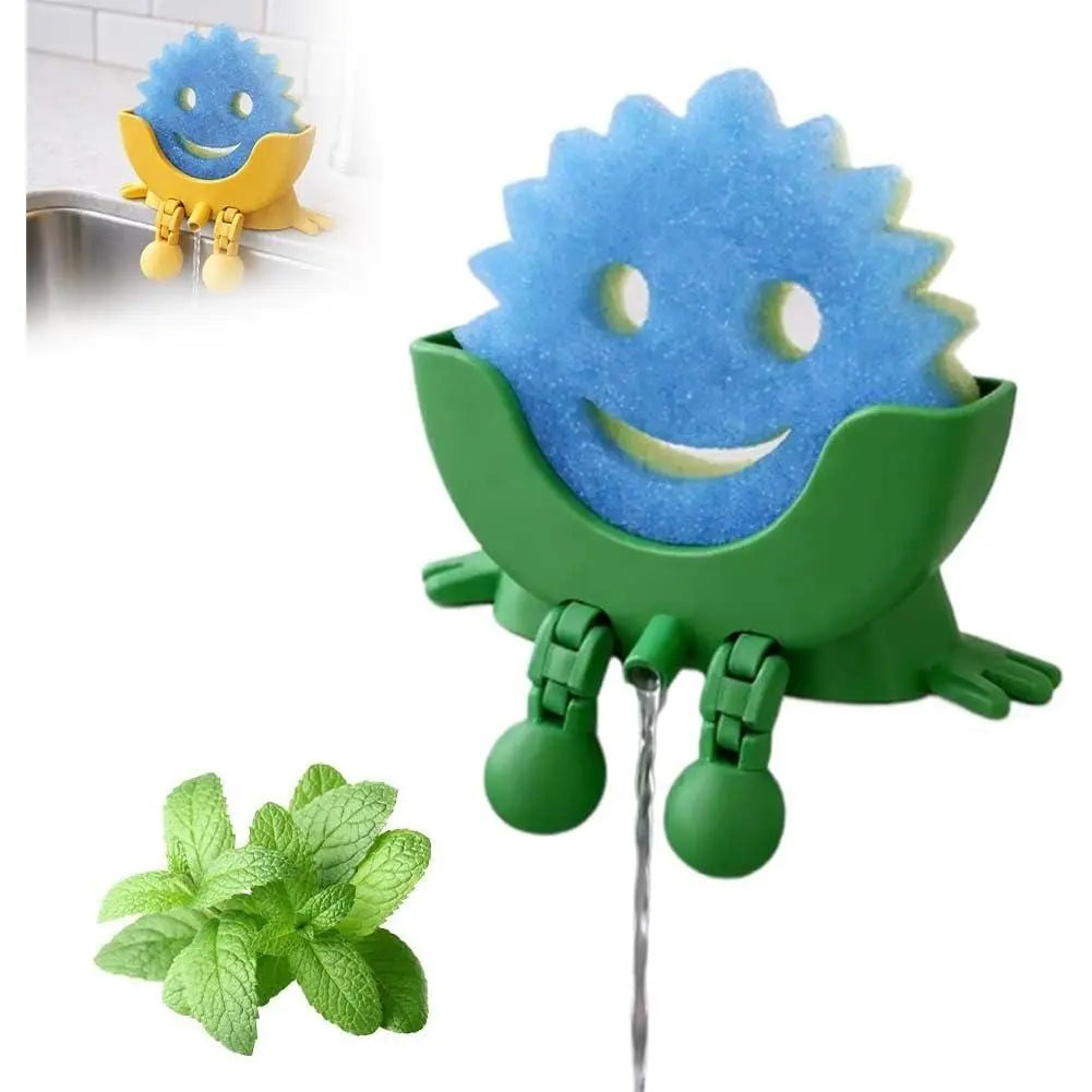 Cute Hanging Sponge Holder with Drainage – Keeps Your Sponge Dry & Smiling, For Scrub Daddy Holder, Funny Sponge Stand for Kitchen Sink, 3D Printing Countertop Sponge Holders