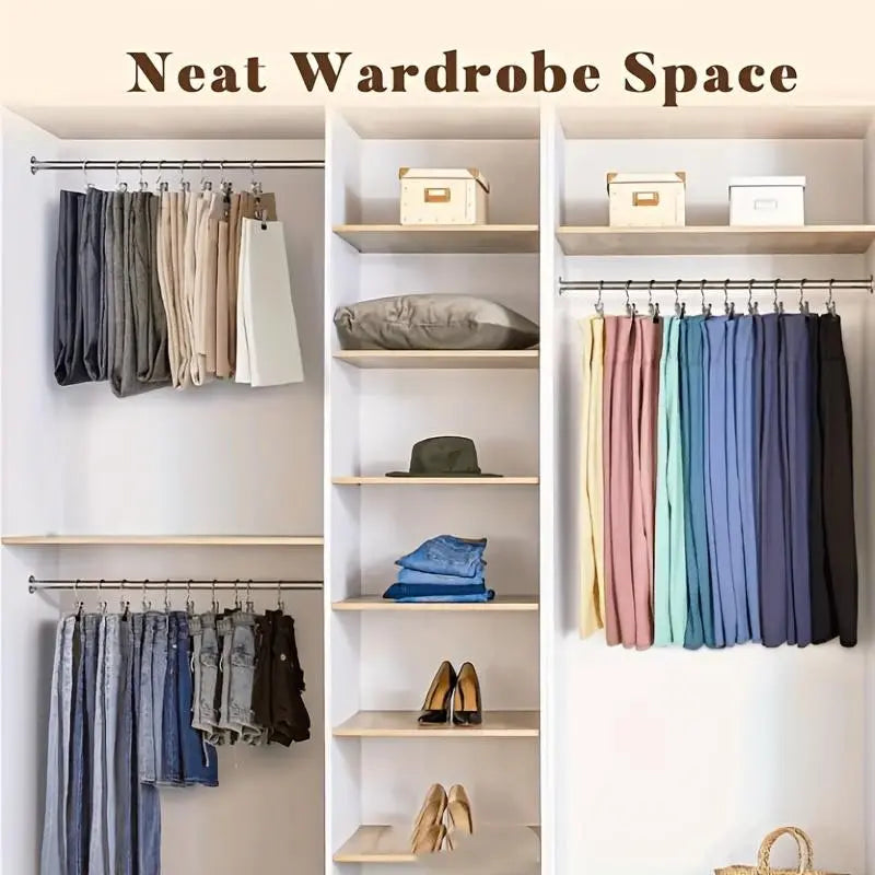 Multi-Functional Metal Clothes Clips with Hooks, Portable 360° Rotating Closet Organizer, Home Storage Clips for Laundry and Apparel, Clip Hangers for Pants