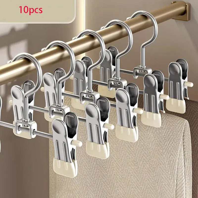 10pcs Immersion Plastic Pants Clips, Non-Slip Clothing Hangers for Heavy Items, Home Organization Organizer for Bathroom, Bedroom, Closet, Pants Hangers with Clips, Yoga Pants Hangers