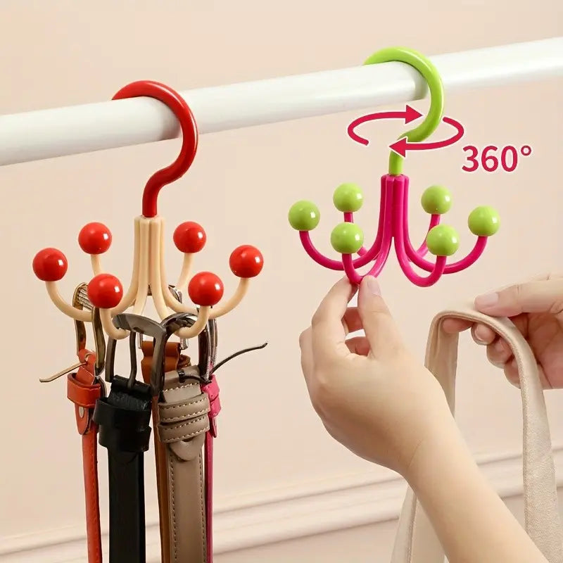 360° Rotating 6-Claw Closet Hook Organizer, Space-Saving Storage Rack for Hats, Bags, Scarves & Accessories, College Dorm Essential, Closet Organizers and Storage