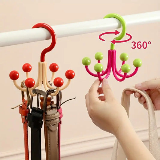 360° Rotating 6-Claw Closet Hook Organizer, Space-Saving Storage Rack for Hats, Bags, Scarves & Accessories, College Dorm Essential, Closet Organizers and Storage