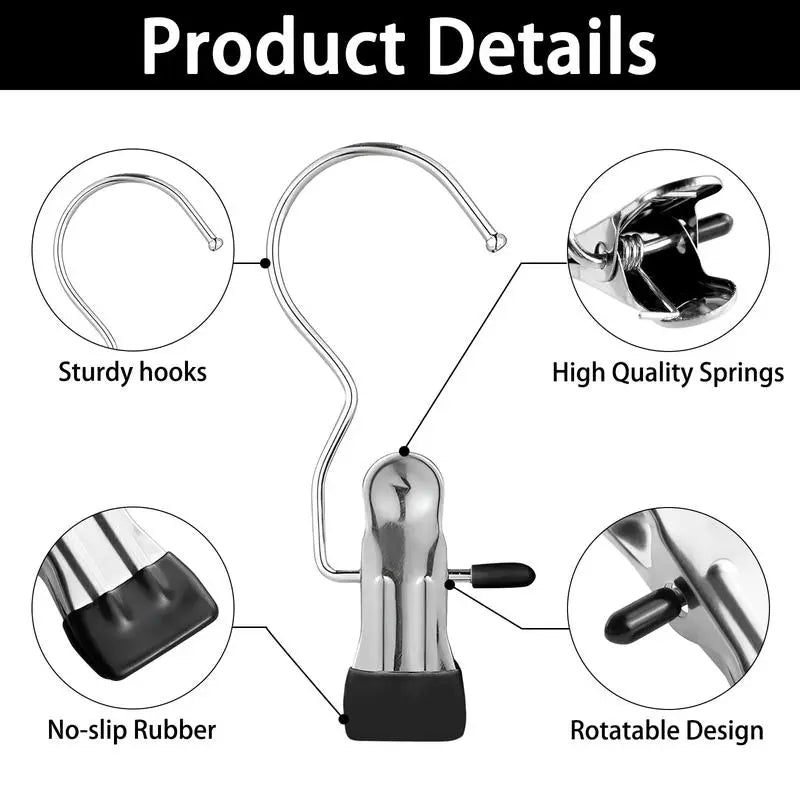 Stainless Steel Split Boot Organizer Hangers & Pegs - Stable Clips Bulk Packs (20/30/60pcs) for Closet Storage, Storage Organization, Home Supplies Closet Organizers
