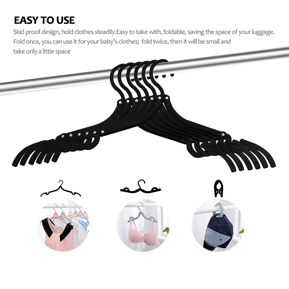 10Pcs/Set Portable Folding Hangers - Home Organiser Hanging Solution, Cruise Ship Essentials, Travel Accessories, Drying Hangers & Pegs, Folding Rack, Christmas Party Gift, Portable Hangers & Pegs