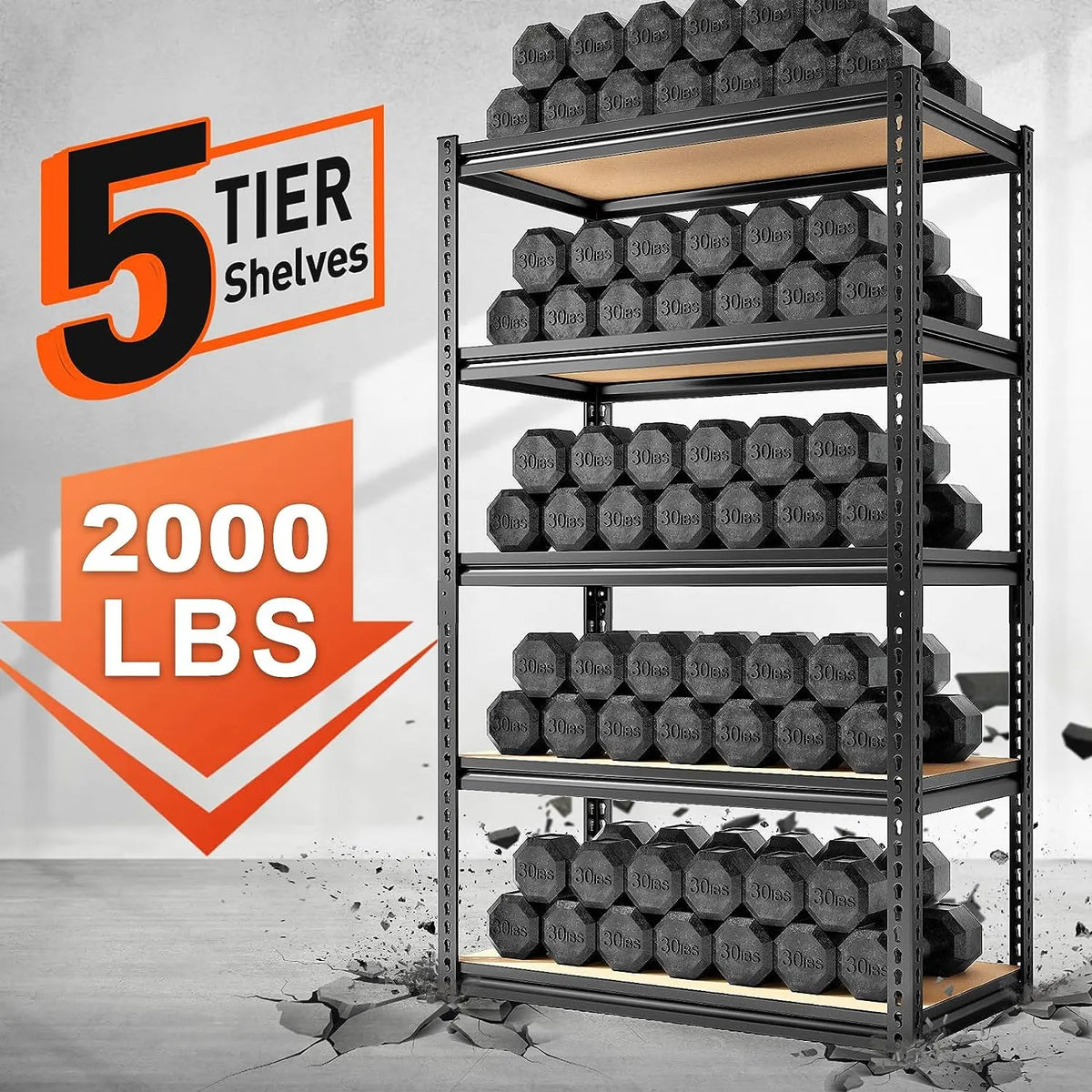 Raybee Furniture 72" H Garage Shelving,Heavy Duty 2000 LBS Storage Shelves,Adjustable 5 Tier Metal Shelf Utility Rack for Garage Basement Pantry Kitchen Organiser #TikTokShopStockUp #SummerVibes