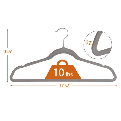 100-Pack Bulk Heavy Duty Slim Non-Slip Velvet Plastic Hangers, 360-Degree Swivel Hook, Notched Shoulders, Lightweight House Organizers for Closet Organization That Maximizes Closet Space, Suits