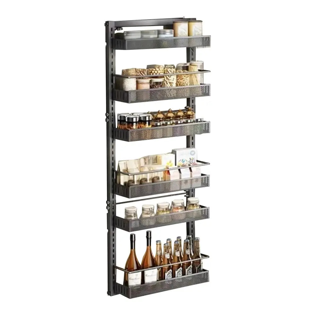 Gaomon 6-Tier Carbon Steel Over-the-Door Organizer, Heavy Duty Shelf, Multilayer Adjustable Detachable Pantry Rack with Hangable Installation Option for Kitchen Storage
