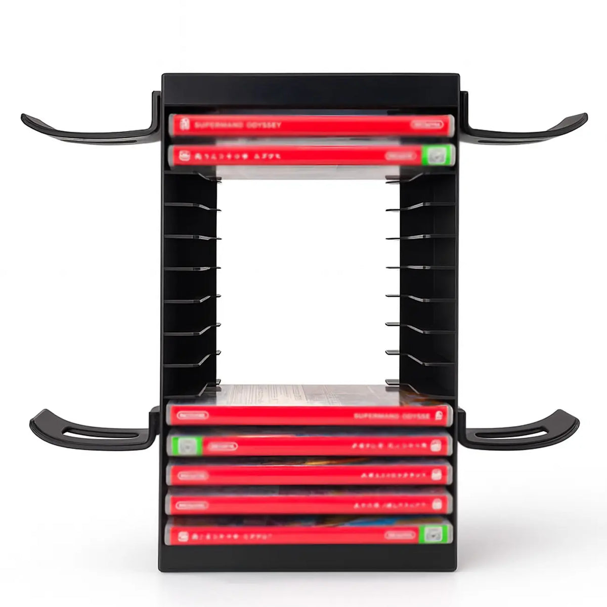 16 Slot Video Game Disc Storage Tower, Vertical Game Case Organizer Rack, ABS Stackable Stand, Space Saving Game Shelf, Controller Holder, Compatible with PS5 PS4 Xbox Series X Xbox One and Switch, for Gaming Room Setup Collector Display and Desk Organiz