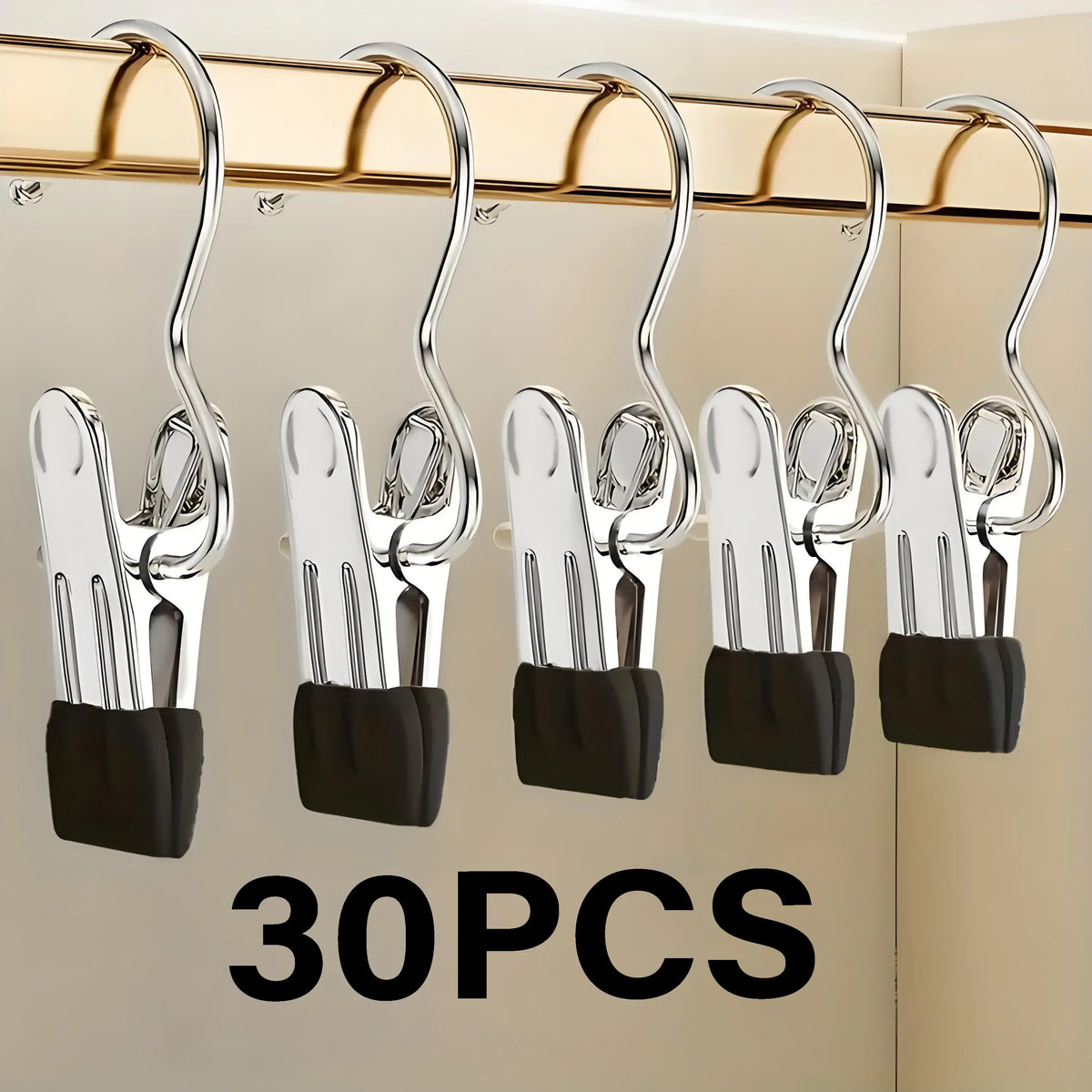 Heavy Duty Clothes Pins (20/30/60-Pack) - Hanging Laundry Hook Hangers with Rubber Grip Stays Put & Antislip Grip, Multi-Use Closet Organizer Clips for Jumpers, Flared Pants, Socks, Towels, Handbag, Travel Home Goods