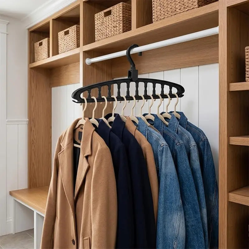 Plastic Sturdy Space-Saver Hanging Hangers with 360° Rotatable Hooks - 2-Pack Closet Organizers for Small Spaces, College Dorm Essentials