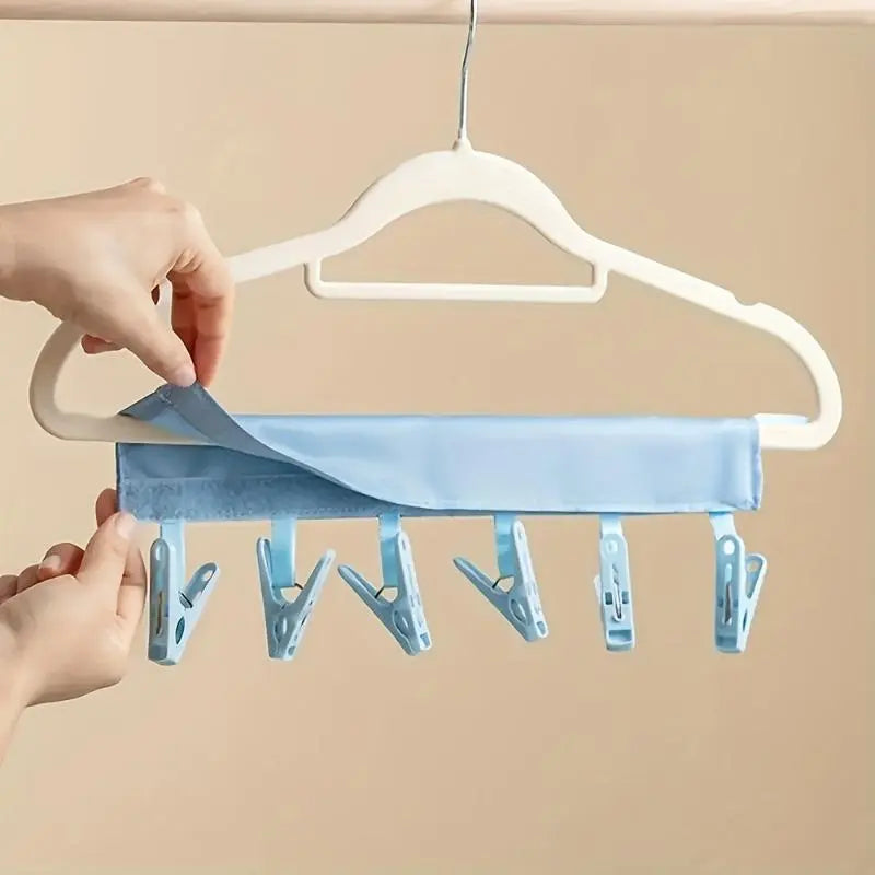 2026 New Practical Lightweight Plastic Foldable Travel Hangers (3PCS) with 6 Durable Non-Slip Clips, Compact Unisex Towels Closet Organizer, Portable Fabric Strap Drying Rack for Socks Underwear Bras, Ideal for Road Trips Camping,sohochic