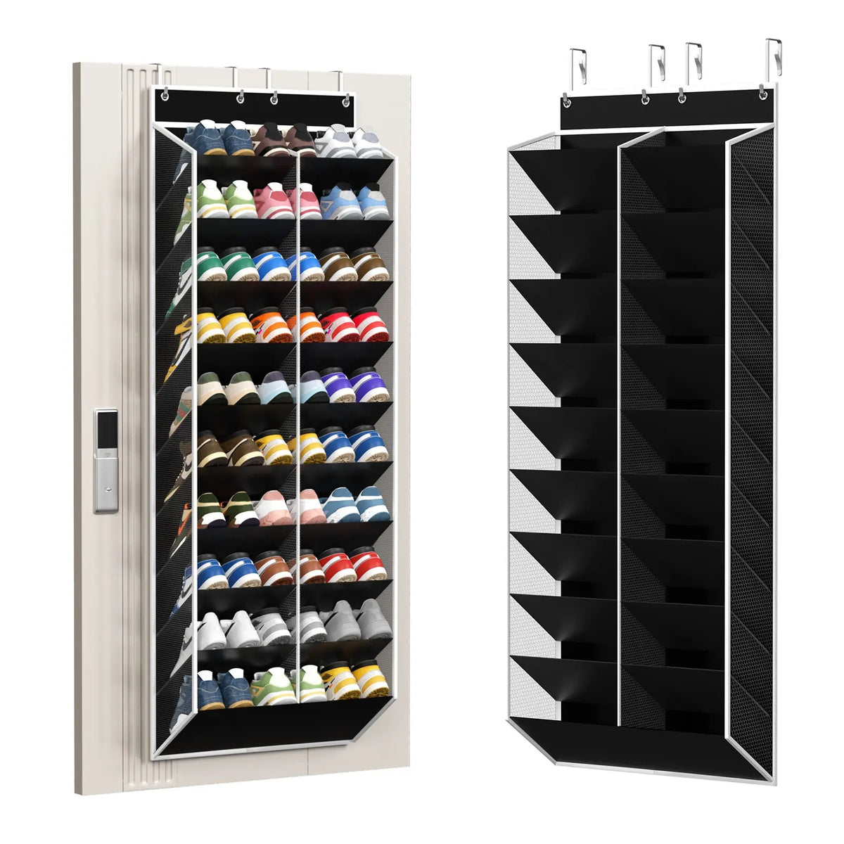 30-Pair Door-Side Organizer Shoe Rack, Breathable Mesh Hanging Shoe Cabinet, 10-Layer Back-Of-Door Shelf, Ideal for Closet Storage, Family Use