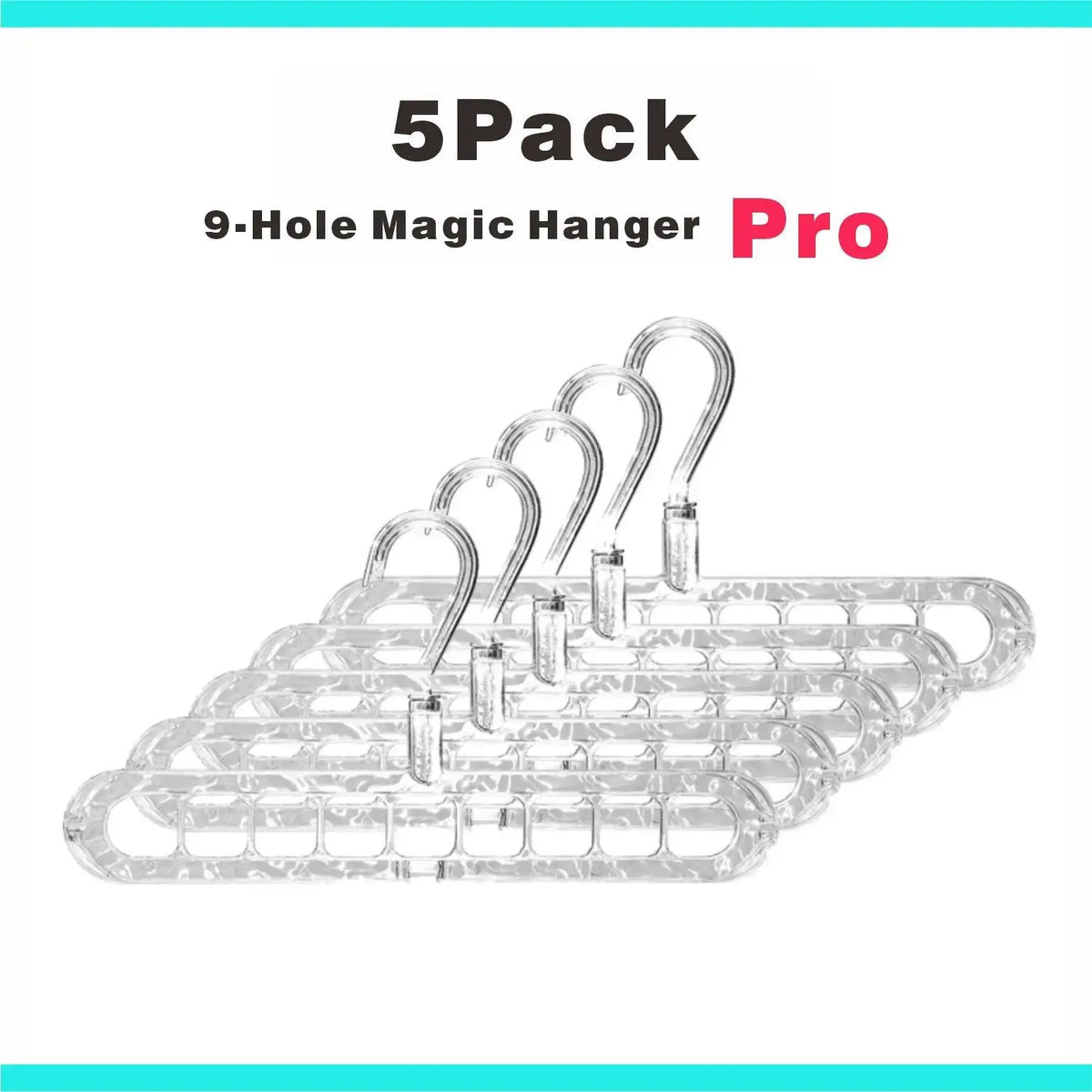 3/5-Pack Heavy-Duty Foldable Plastic Hangers with 9 Holes, Folding Hangers, Adjustable Hooks, Anti-Slip, Space-Saving Closet Organizer, Space Saver Hangers, for Wardrobe Storage Organization