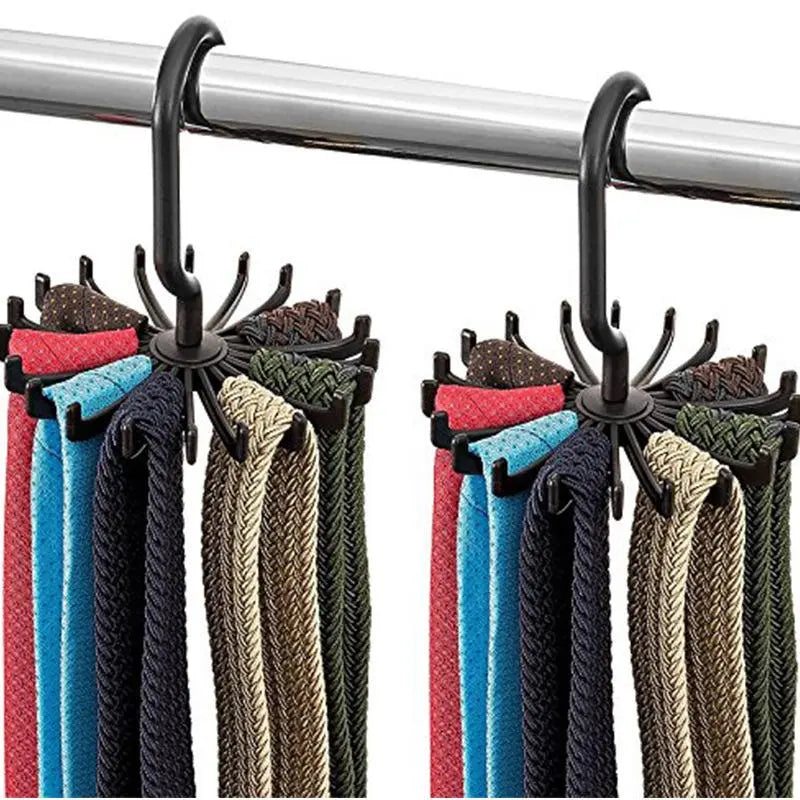 Rotatable 20-claw Tie Hanger, Space Saving Hangers, 1 Count Multifunctional Scarf Storage Rack, Home Organizer for Wardrobe Cloakroom, Hanging Clothes Storage, Tie Holder