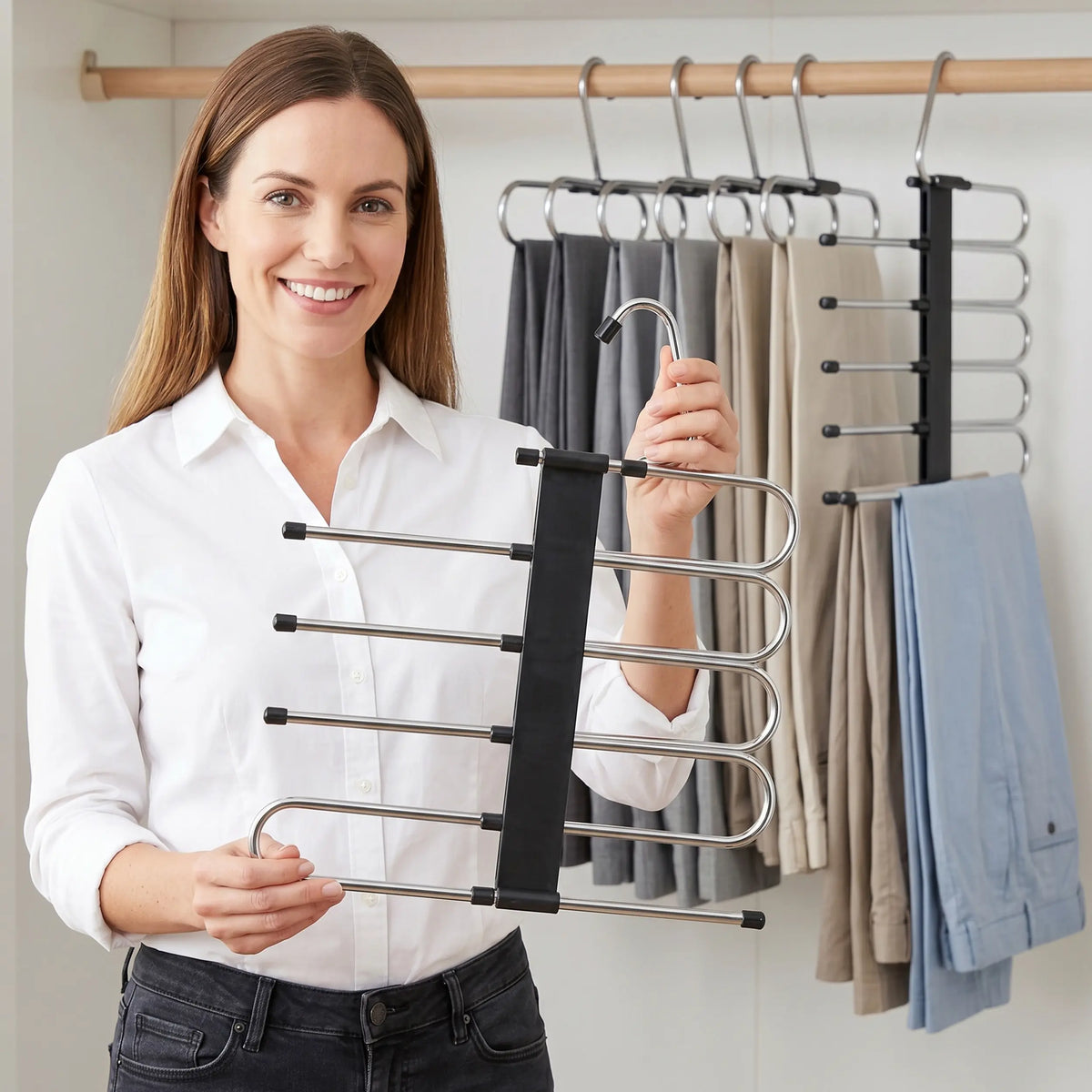 Utopia Home Clothes Hanger Organizers (2 Pack) - ABS Plastic Hangers & Pegs, S-Type Stainless Steel Hook, Ergonomic Structure, Small-Closet Fit, Non-Slip for Bedroom Towels, Pants, Scarves Stay Put, Compact Space-Saving Balcony Use
