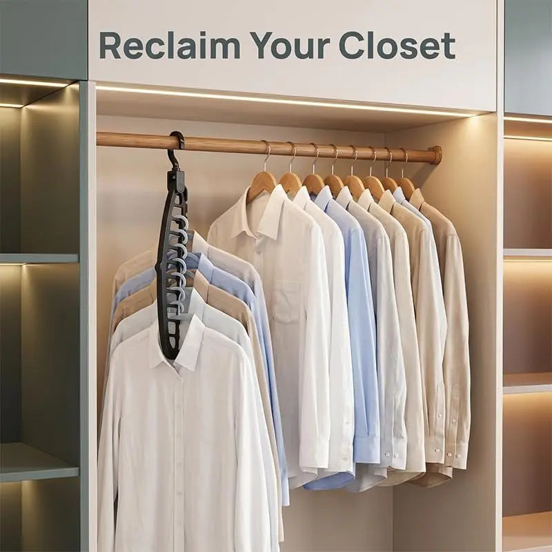 Plastic Sturdy Space-Saver Hanging Hangers with 360° Rotatable Hooks - 2-Pack Closet Organizers for Small Spaces, College Dorm Essentials