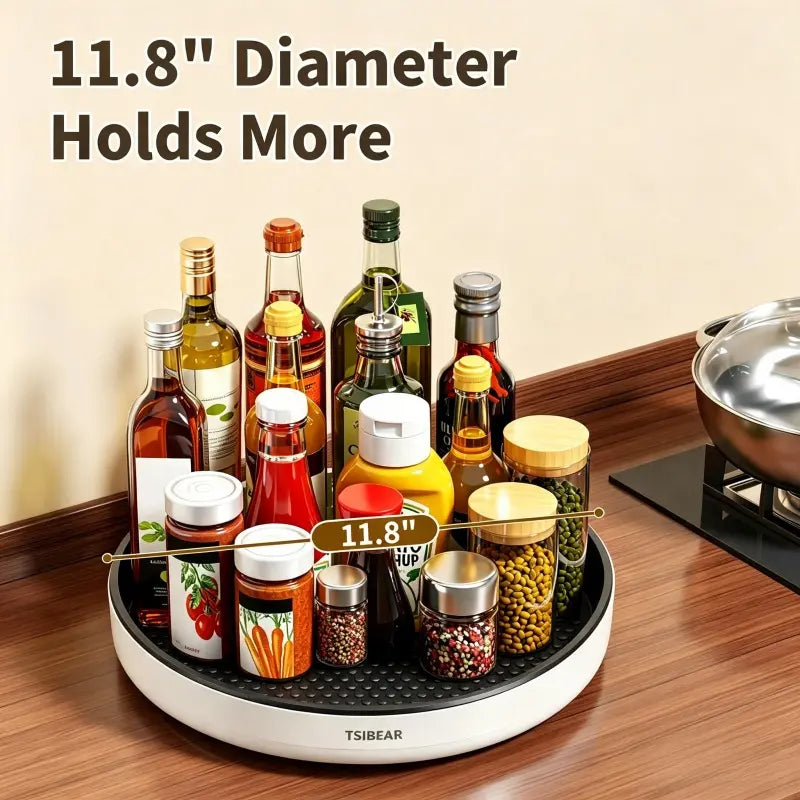 360° Rotatable Round Plastic Kitchen Shelf - Multifunctional Space-Saving Home Organizer Rack for Cabinet Seasoning, Oil, Salt, Sauce, Vinegar Bottles
