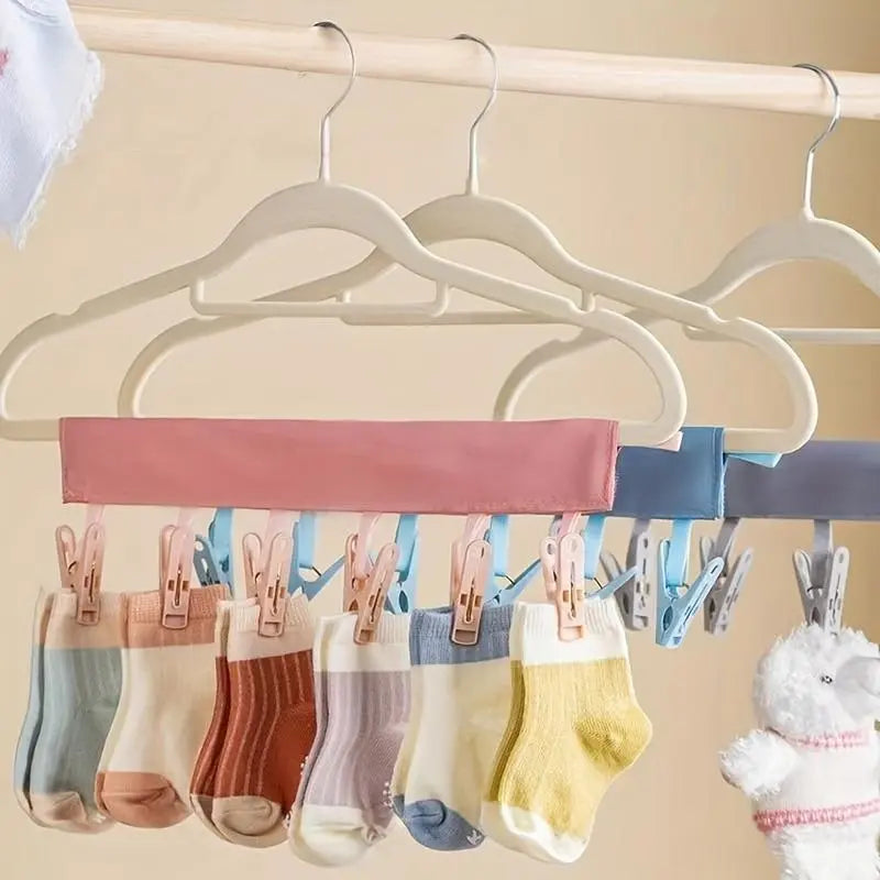 2026 New Practical Lightweight Plastic Foldable Travel Hangers (3PCS) with 6 Durable Non-Slip Clips, Compact Unisex Towels Closet Organizer, Portable Fabric Strap Drying Rack for Socks Underwear Bras, Ideal for Road Trips Camping,sohochic