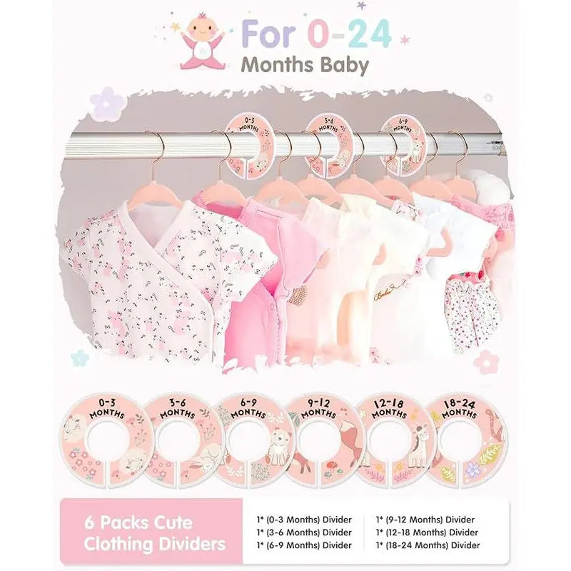 Velvet Baby Clothes Hangers - 30pcs 11in ABS Soft Non-Slip Hanging Nursery Closet Organizer, 6 Adjustable Dividers, Metal-Plastic Hooks, Beige Toddler Home Accessory (Great Gift Option)