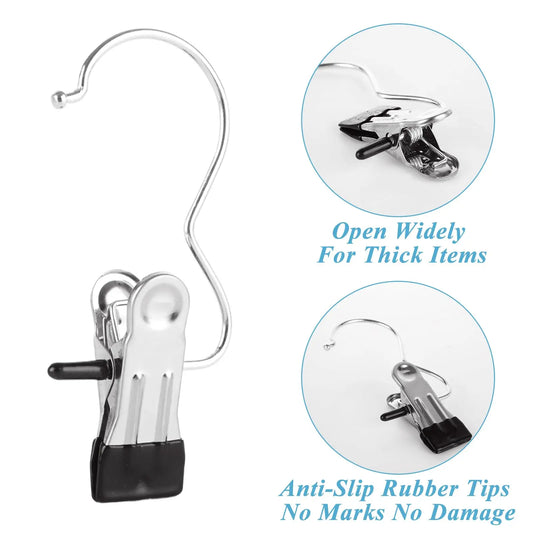 20-Count Stainless Steel No-Slip Grip Boot Hangers with 360° Rotates Hook, Black Hanging Clips for Closet Organization – Tall Boots, Jeans, Home & Travel Use, Rotates 360°