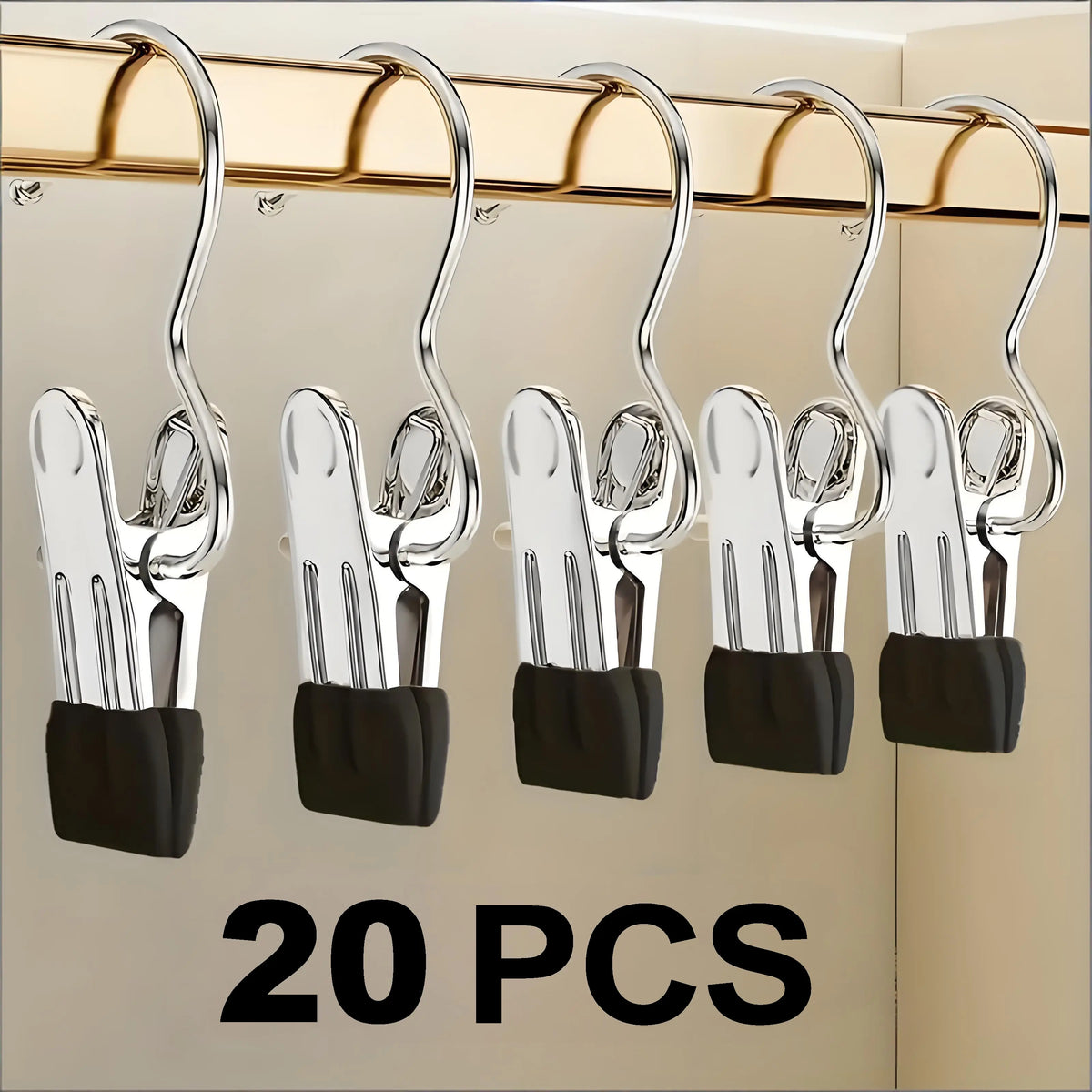 Heavy Duty Clothes Pins (20/30/60-Pack) - Hanging Laundry Hook Hangers with Rubber Grip Stays Put & Antislip Grip, Multi-Use Closet Organizer Clips for Jumpers, Flared Pants, Socks, Towels, Handbag, Travel Home Goods